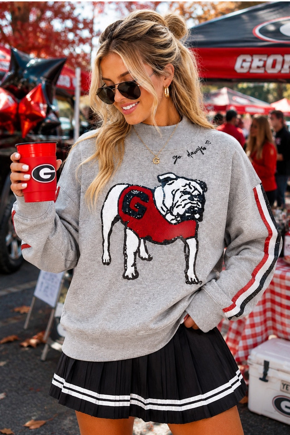 GEORGIA MOCK NECK SEQUIN STRIPE SWEATSHIRT
