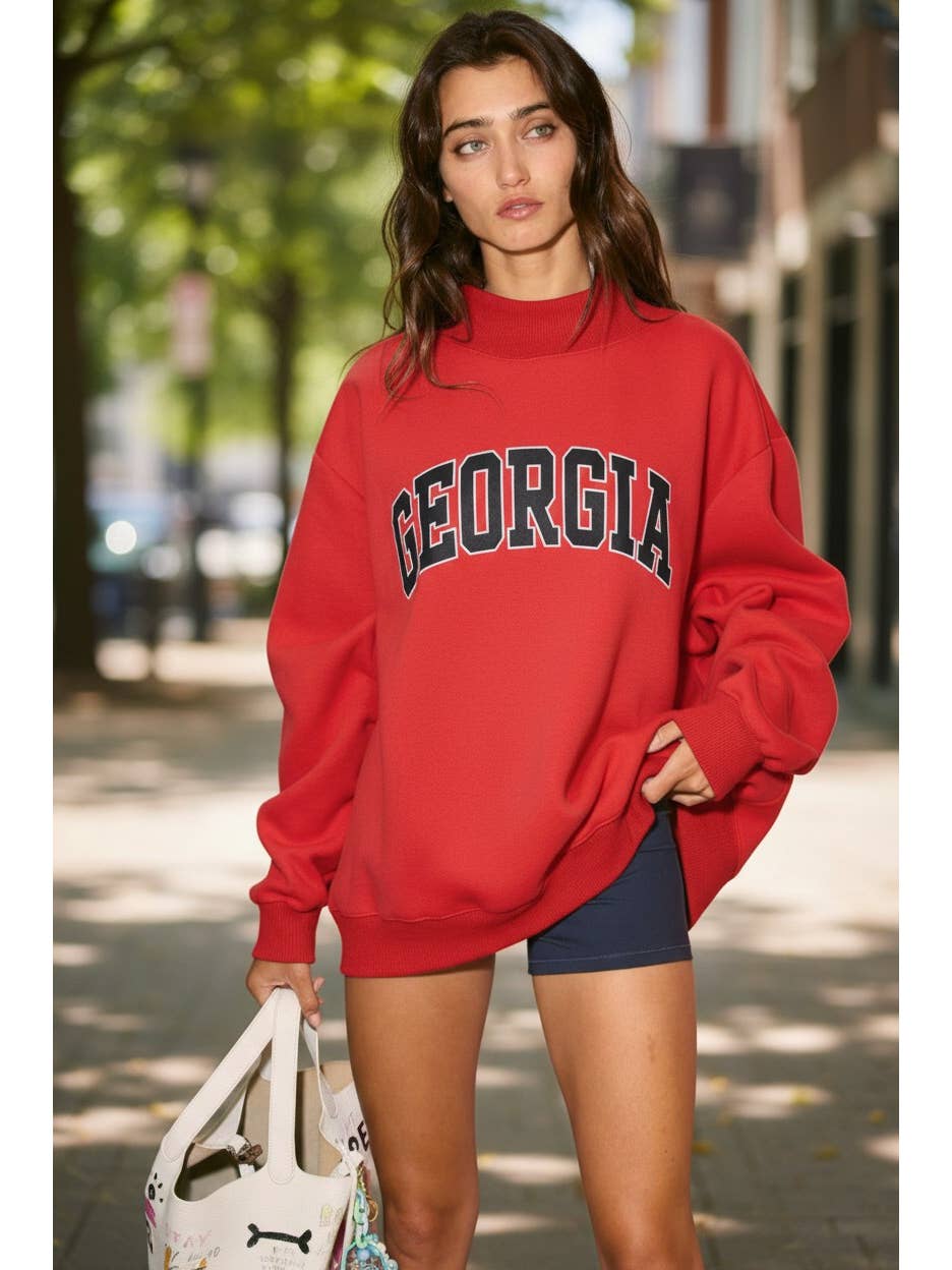 GEORGIA REVERSIBLE MOCK NECK SWEATSHIRT