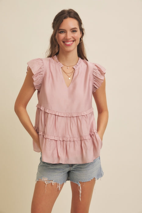 TIERED RUFFLE FLARE BLOUSE