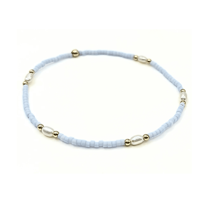 GAME DAY GOLD-FILLED &amp; NATURAL RICE PEARLS WATERPROOF BRACELET