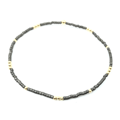 2mm NEWPORT GRAPHITE + GOLD FILLED WATERPROOF BRACELET