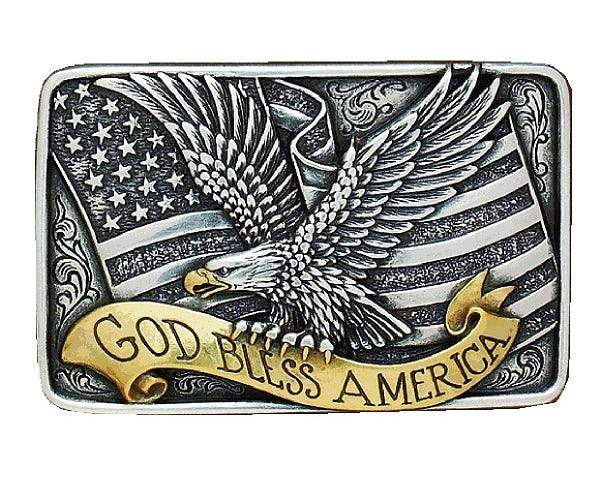 NOCONA GOD BLESS AMERICA EAGLE BUCKLE