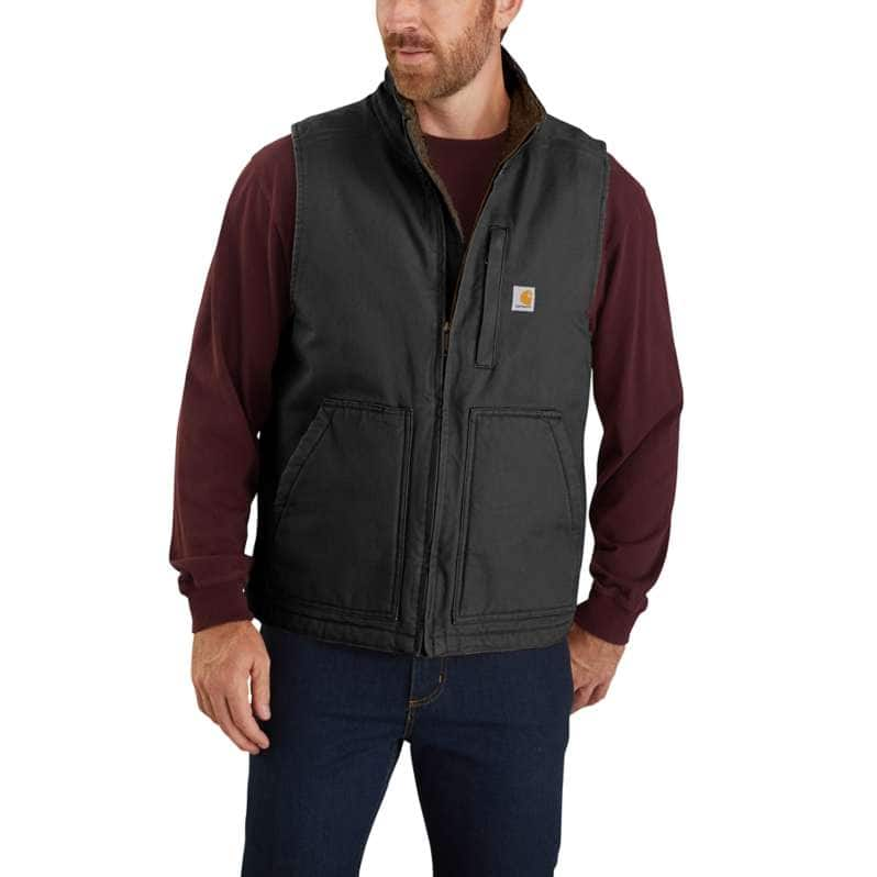 WASHED DUCK SHERPA VEST - BLACK