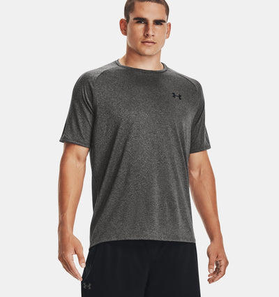 UA TECH TEE SS CARBON HEATHER