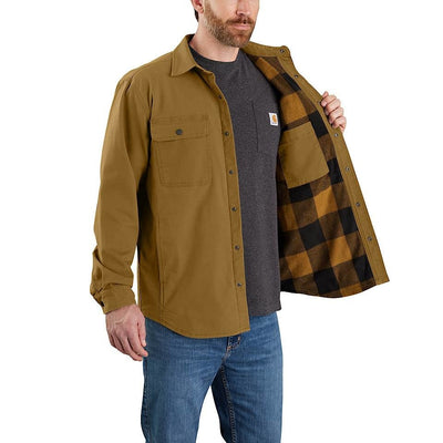 RUGGED FLEX RELAXED FIT CANVAS FLEECE-LINED SHIRT JAC