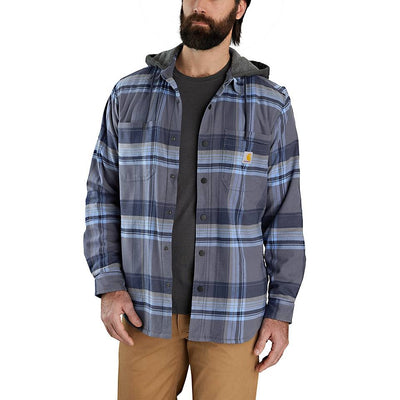 RUGGED FLEX RELAXED FIT FLANNEL FLEECE LINED HOODED SHIRT JAC