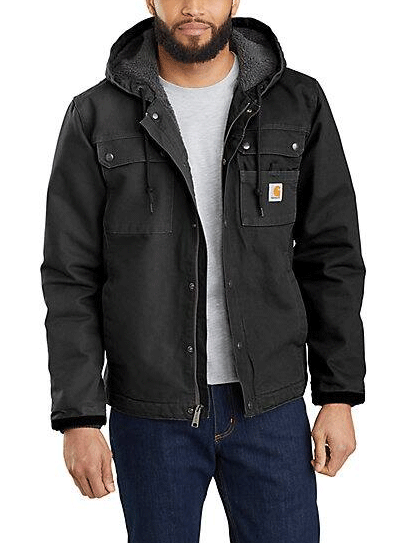 RELAXED FIT WASHED DUCK SHERPA-LINED UTILITY JACKET